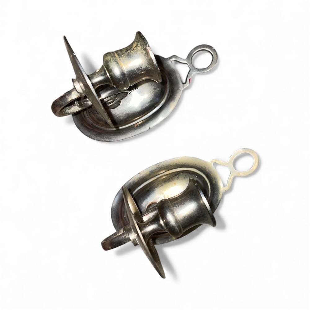 Vintage Pewter Chamber Candlestick Holders  - Set of 2